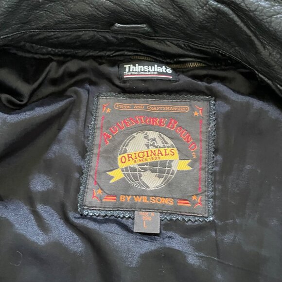 Wilson's Adventure Bound Thinsulate Leather Jacket Men's L Black moto Biker - Picture 2 of 14